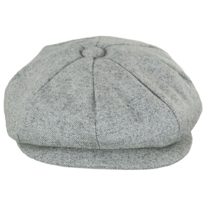 Jaxon Hats | Tecolote Herringbone Wool Blend Newsboy Cap | 167581 | front | SILVER
