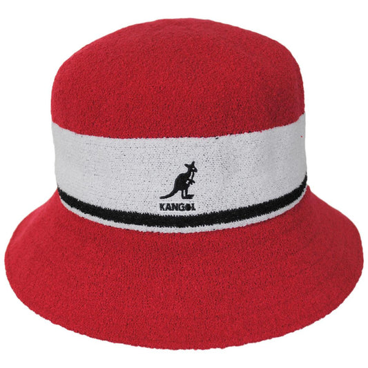 Kangol | Bermuda Stripe Bucket Hat | 185729 | front | SCARLET