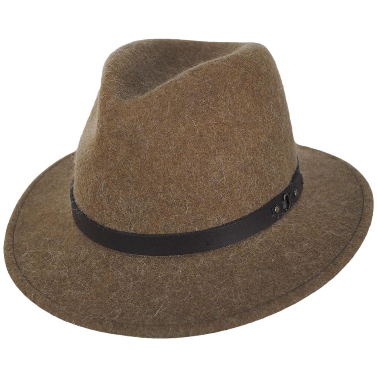 Bigalli | Andes Alpaca and Wool Felt Safari Fedora Hat | 131440 | lead | BROWN MELANGE