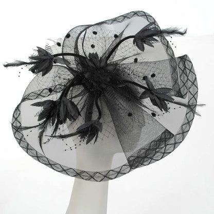 Sophia | Floral Feathered Mesh Fascinator Hat | 122906 | profile | BLACK