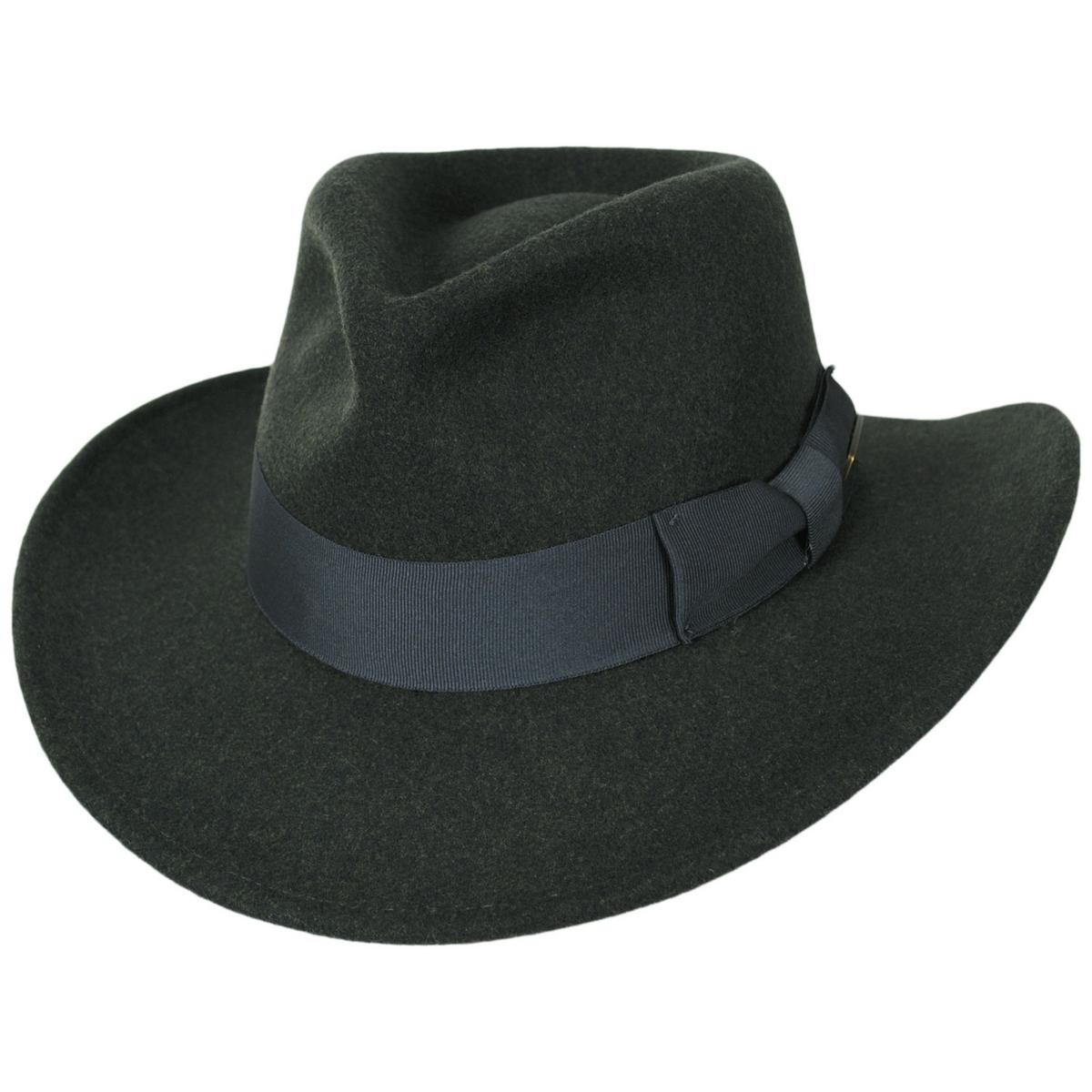 Indiana Jones | Officially Licensed Timary Crushable ProvatoKnit Safari Fedora Hat | 130466 | lead | OLIVE GREEN