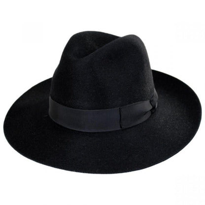 Stefeno Hats | Buck Fur Felt Wide Brim Fedora Hat | 136068 | lead | BLACK