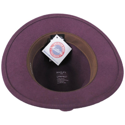 Bailey 1922 | Curtis Wool LiteFelt Safari Fedora Hat | 130019 | under | COCOA POWDER