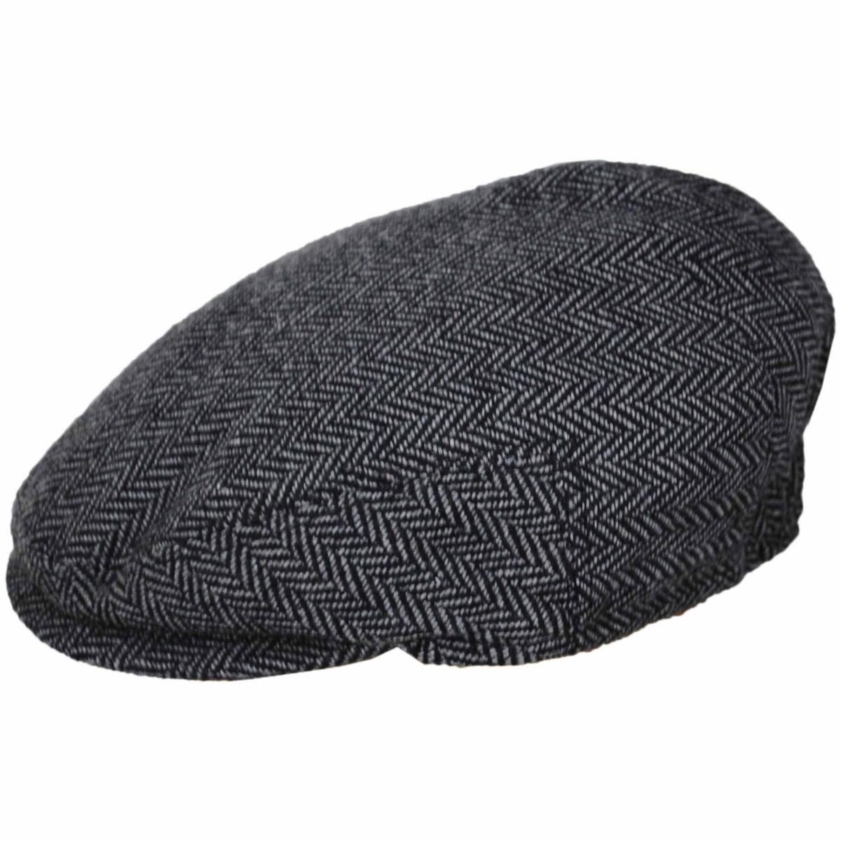 Jaxon Hats | Kid's Herringbone Wool Blend Ivy Cap | 512104 | profile | CHARCOAL