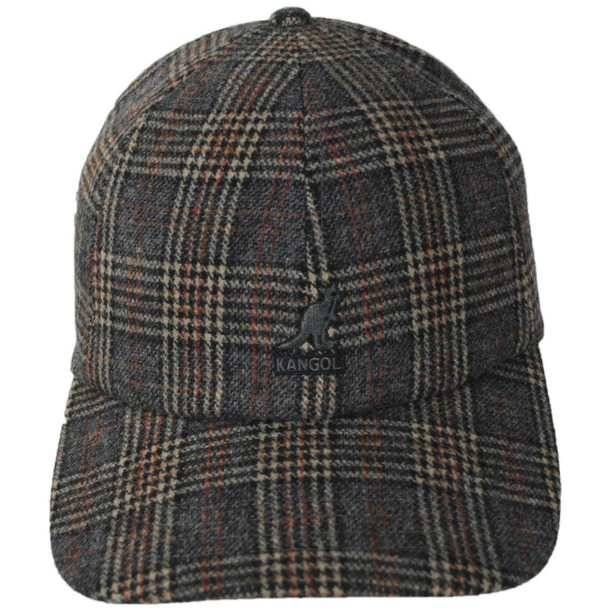 Kangol | Plaid Earflaps Strapback Baseball Cap | 201196 | front | GREY MULTI
