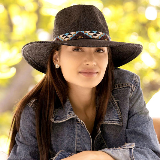 NIKKI BEACH | El Dorado Toyo Straw Rancher Fedora Hat | 102724 | lsfone | BLACK