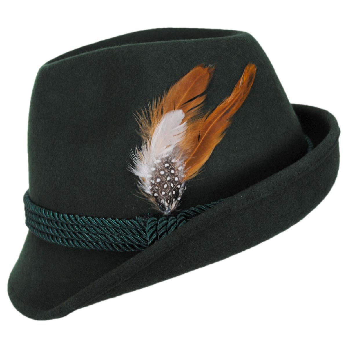 Kenny K | Bavarian Alpine Wool Felt Trilby Fedora Hat | 136250 | profile | DARK GREEN