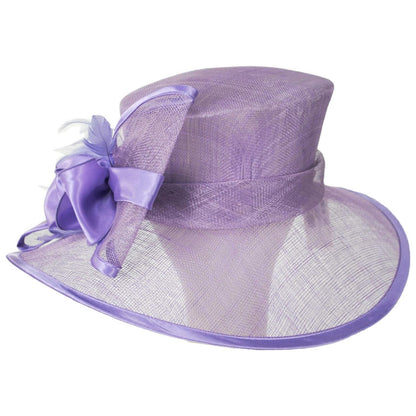 Sophia | Satin Bow Sinamay Straw Boater Dress Hat | 122912 | front | LAVENDER