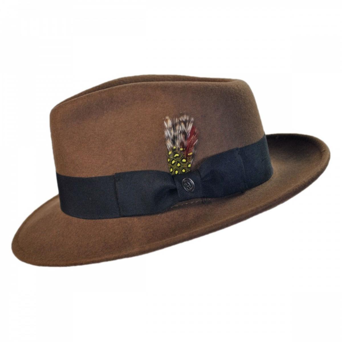 Jaxon Hats | C-Crown Crushable Wool Felt Fedora Hat | 135003 | profile | PECAN
