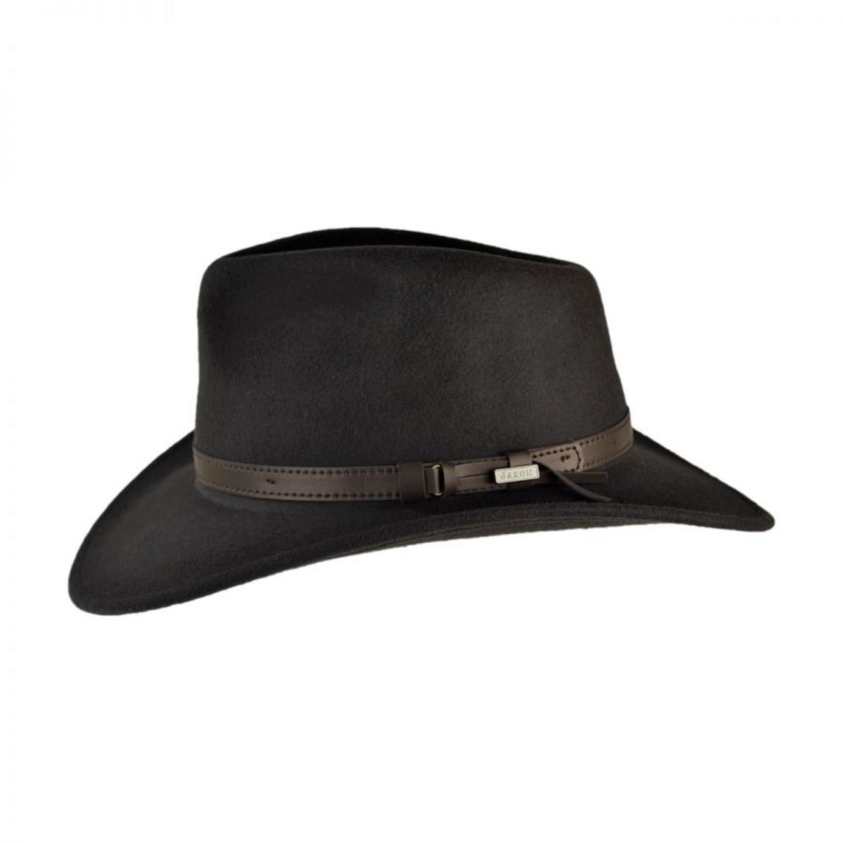 Jaxon Hats | Crushable Wool Felt Outback Hat | 135002 | profile | BLACK