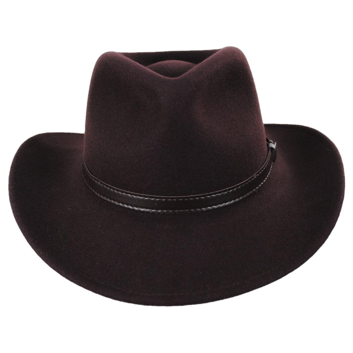 Jaxon Hats | Wholesale Crushable Wool Felt Outback Hat B2B Pre-Pack | B2B135002 | front | BROWN