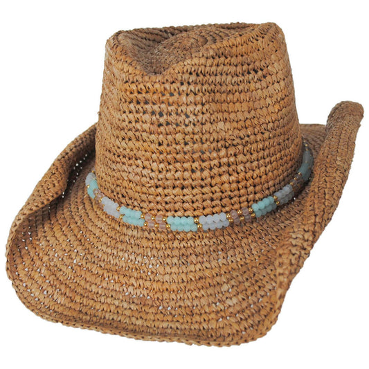 NIKKI BEACH | Allison Raffia Straw Western Hat | 102651 | lead | COCOA