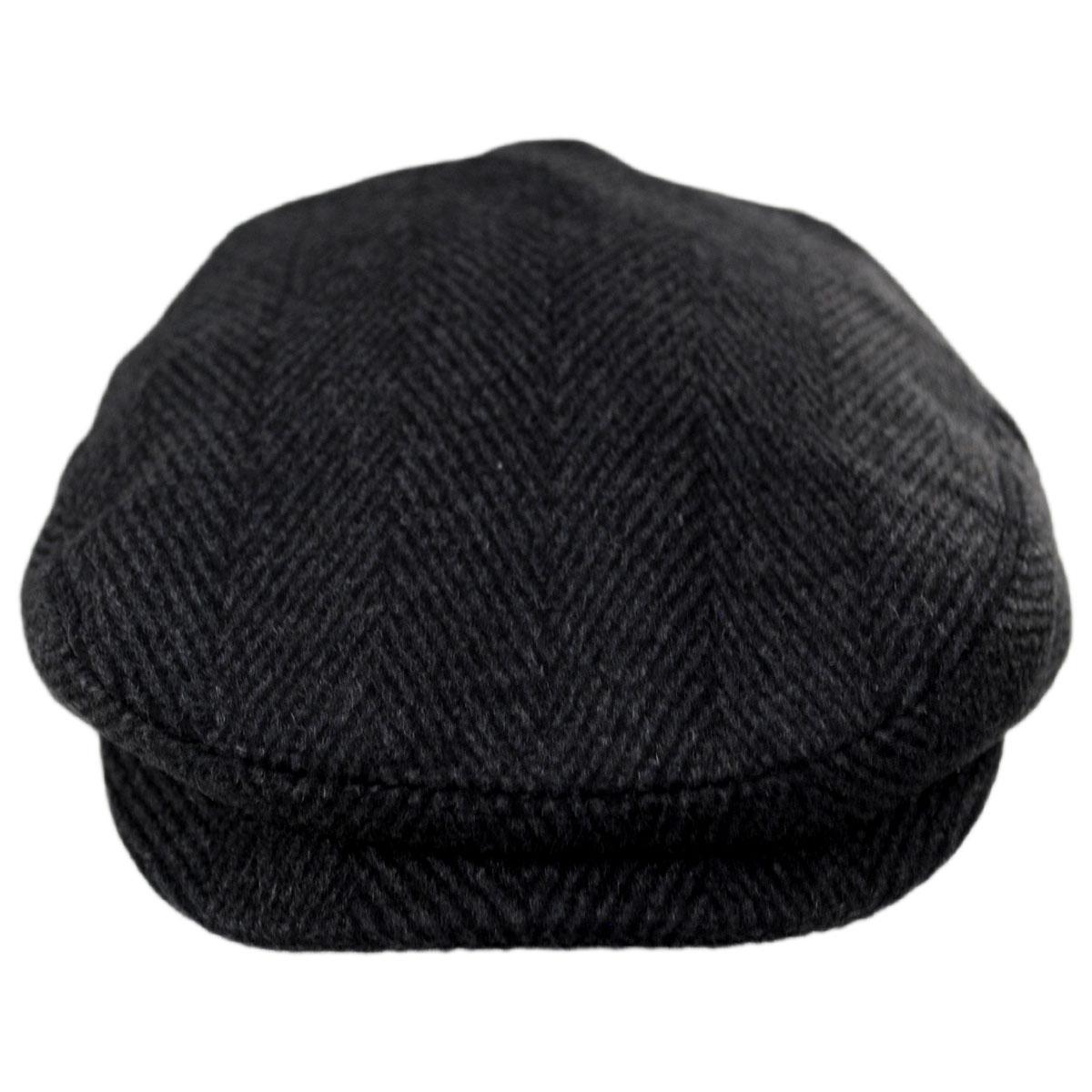Jaxon Hats | Wholesale Large Herringbone Wool Blend Ivy Cap B2B Pre-Pack | B2B167759 | front | CHARCOAL