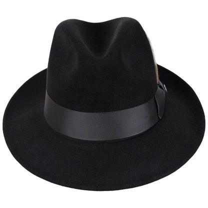Jaxon Hats | Crosby Fur Felt Fedora Hat | 132070 | front | BLACK