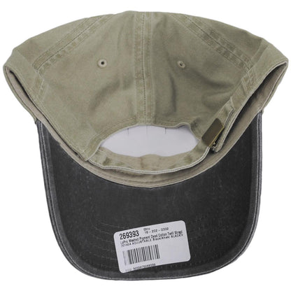 Otto | LoPro Washed Pigment Dyed Cotton Twill Strapback Baseball Cap Dad Hat | 201404 | under | BLACK/KHAKI