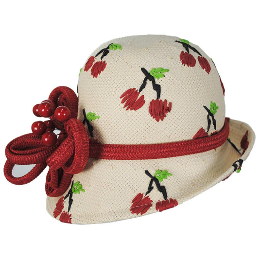Kathy Jeanne | Cerise Toyo Straw Profile Cloche Hat | 100715 | front | CHERRY