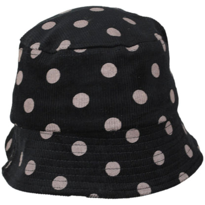 San Diego Hat Company | Kid's Polka Dot Cotton Corduroy Bucket Hat | 508834 | front | BLACK