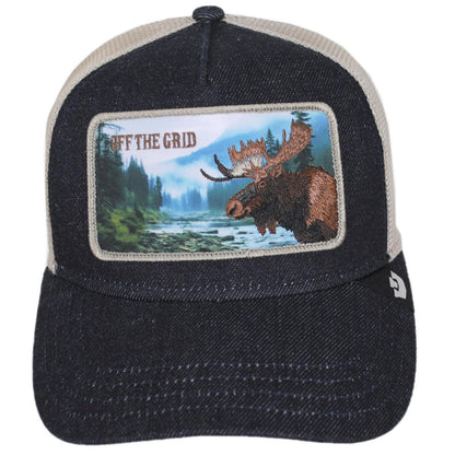 Goorin Bros | Staycation Denim Mesh Trucker Snapback Baseball Cap | 200745 | front | GRAY DENIM