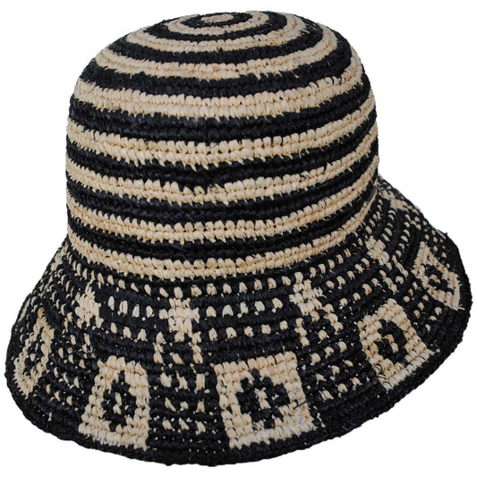 BRIXTON HATS | Redding Raffia Straw Bucket Hat | 185557 | lead | BLACK/NATURAL