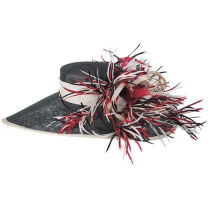 St. Julian | Feather Spikes Sinamay Straw Lampshade Dress Hat | 124284 | profile | NAVY