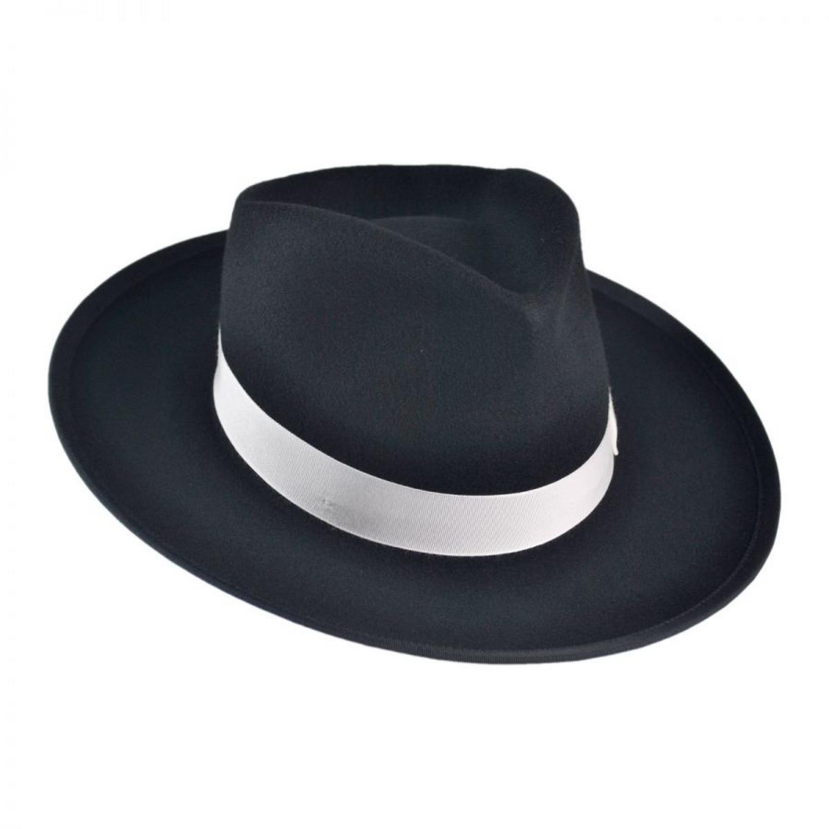Jaxon Hats | Made in the USA - Classics Zoot Wool Felt Fedora Hat | 131300 | front | BLACK