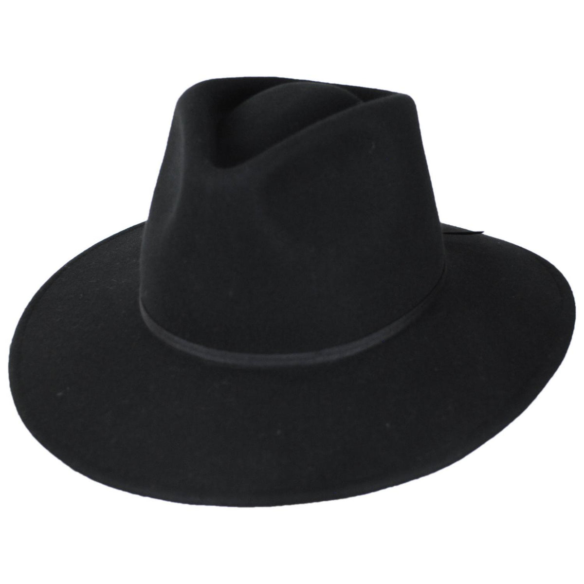 BRIXTON HATS | Juniper Packable Wool Felt Fedora Hat | 123935 | lead | BLACK