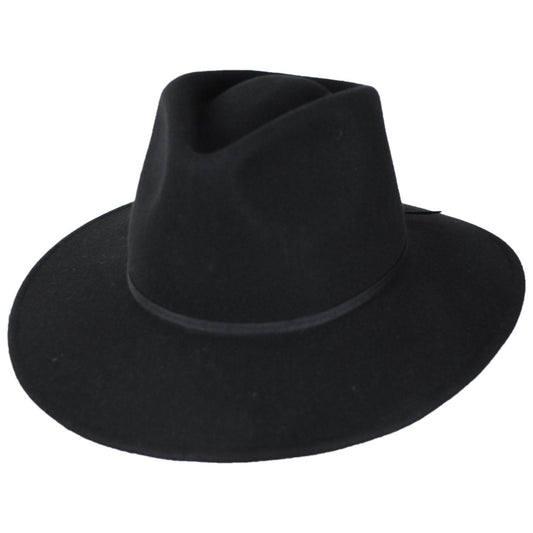 BRIXTON HATS | Juniper Packable Wool Felt Fedora Hat | 123935 | lead | BLACK