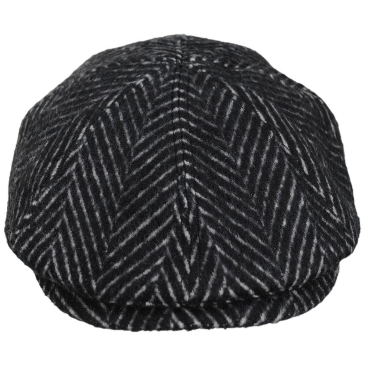 Bailey 1922 | Luca Wool Herringbone Newsboy Cap | 167237 | front | BLACK HERRINGBONE