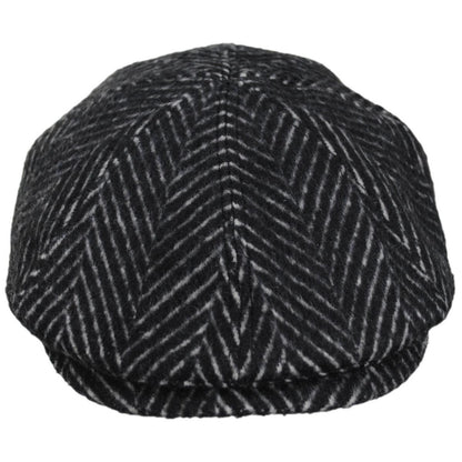 Bailey 1922 | Luca Wool Herringbone Newsboy Cap | 167237 | front | BLACK HERRINGBONE