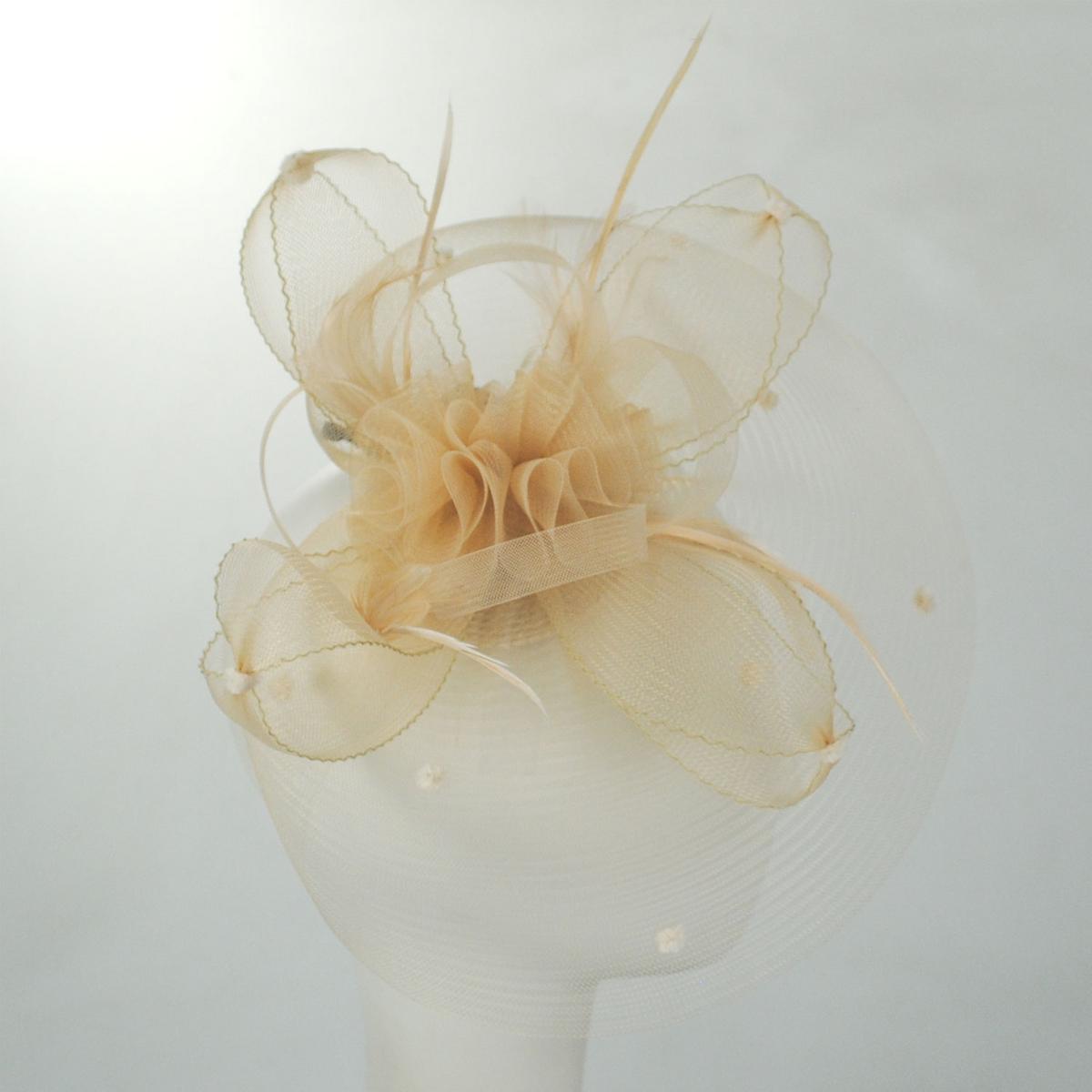 Kathy Jeanne | Voile Horsehair Mesh Fascinator Hat | 122431 | profile | BEIGE
