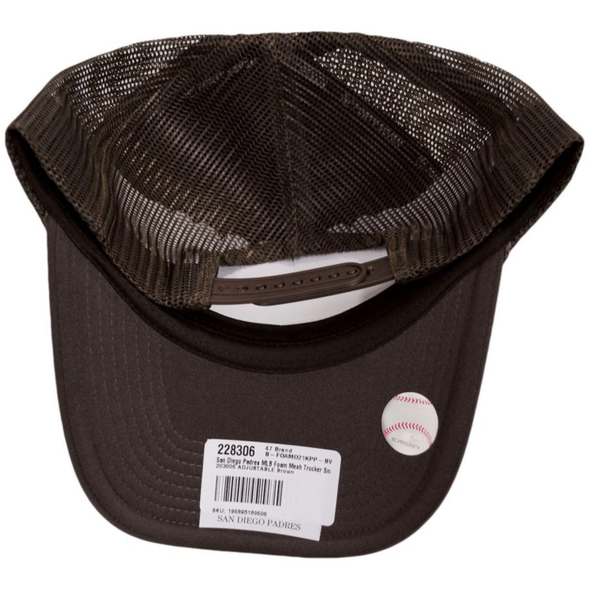47 Brand | San Diego Padres MLB Foam Mesh Trucker Snapback Baseball Cap | 203006 | under | BROWN