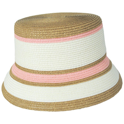 San Diego Hat Company | Las Palmas Striped Toyo Straw Bucket Hat | 103676 | profile | PINK STRIPE