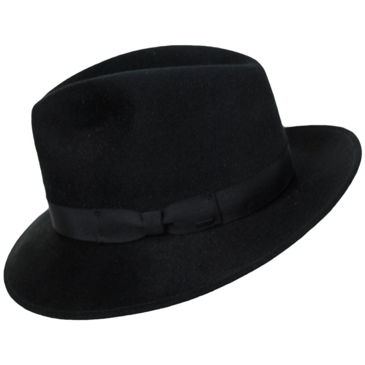 Bailey 1922 | Criss Wool LiteFelt Long Teardrop Fedora Hat | 130157 | profile | BLACK
