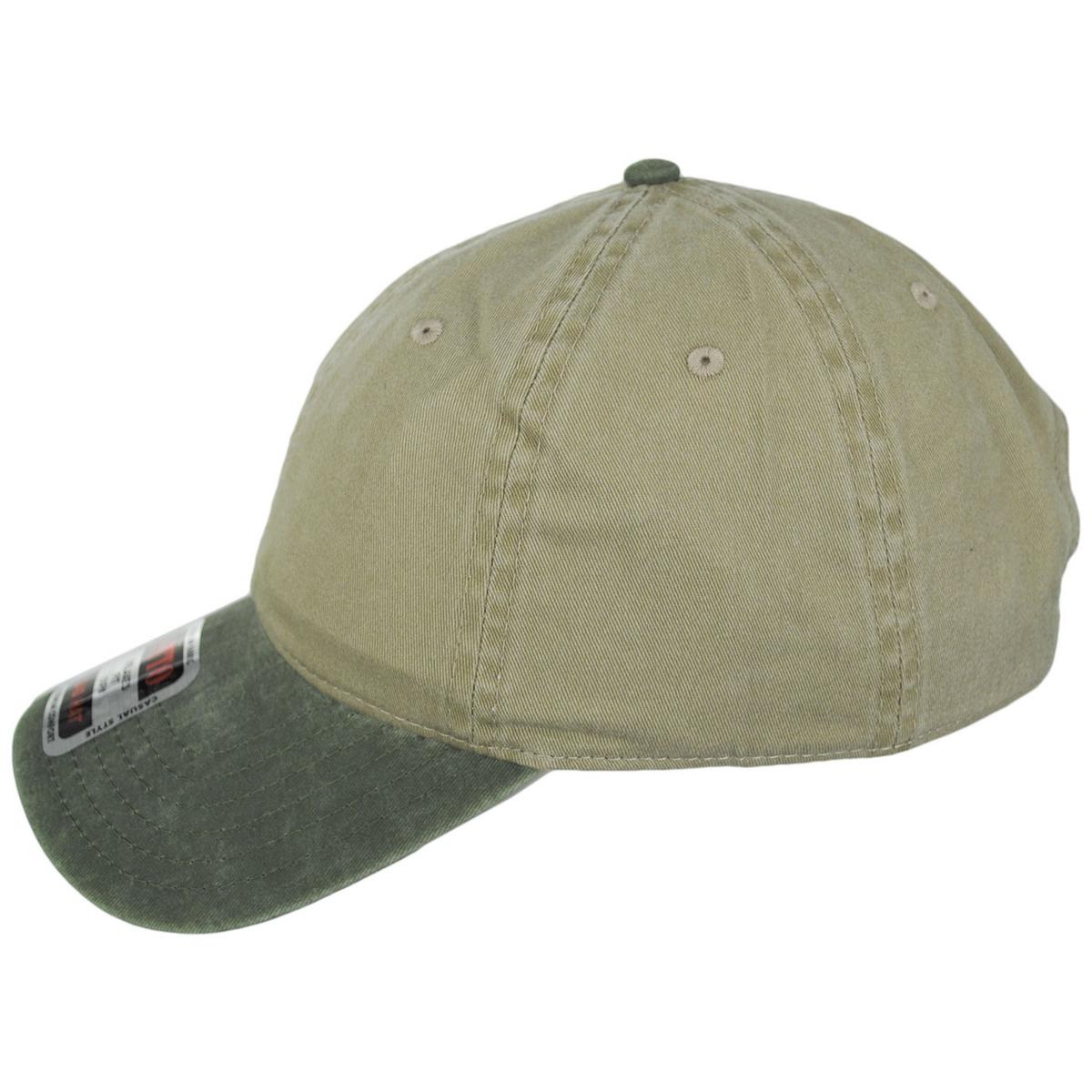 Otto | LoPro Washed Pigment Dyed Cotton Twill Strapback Baseball Cap Dad Hat | 201404 | profile | OLIVE GREEN/KHAKI