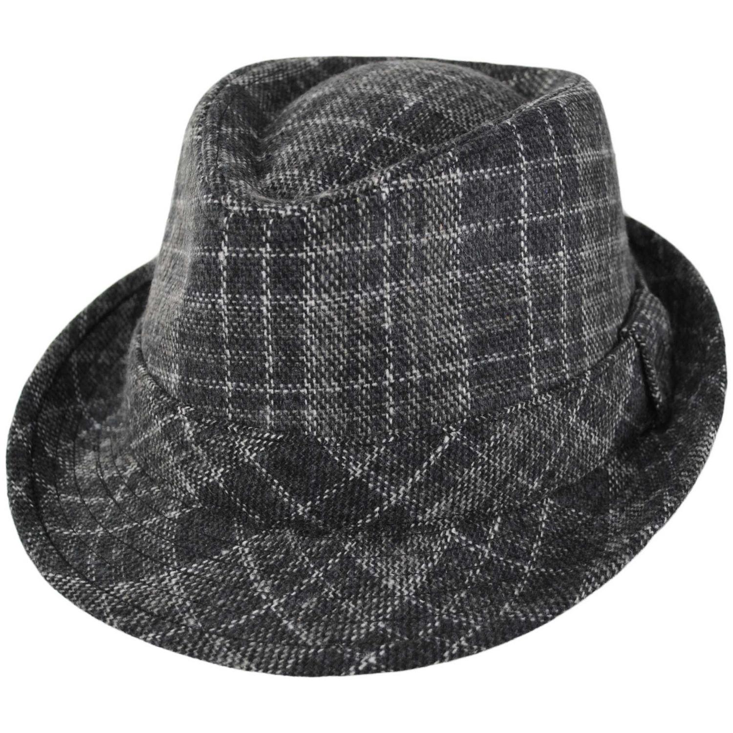 Dorfman Pacific | Chester Plaid Fedora Hat | 140244 | lead | BLACK