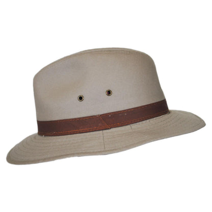 Dorfman Pacific | Packable Cotton Twill Safari Fedora Hat | 140215 | profile | KHAKI