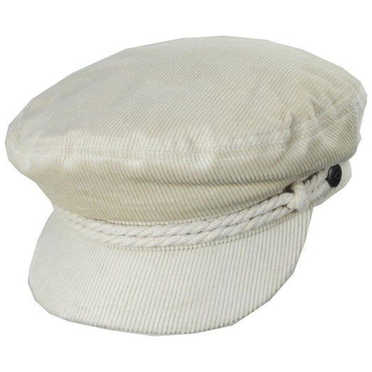 BRIXTON HATS | Corduroy Fiddler Cap - White Cap & Pacific Blue | 181305WCPB | lead | WHITE CAP