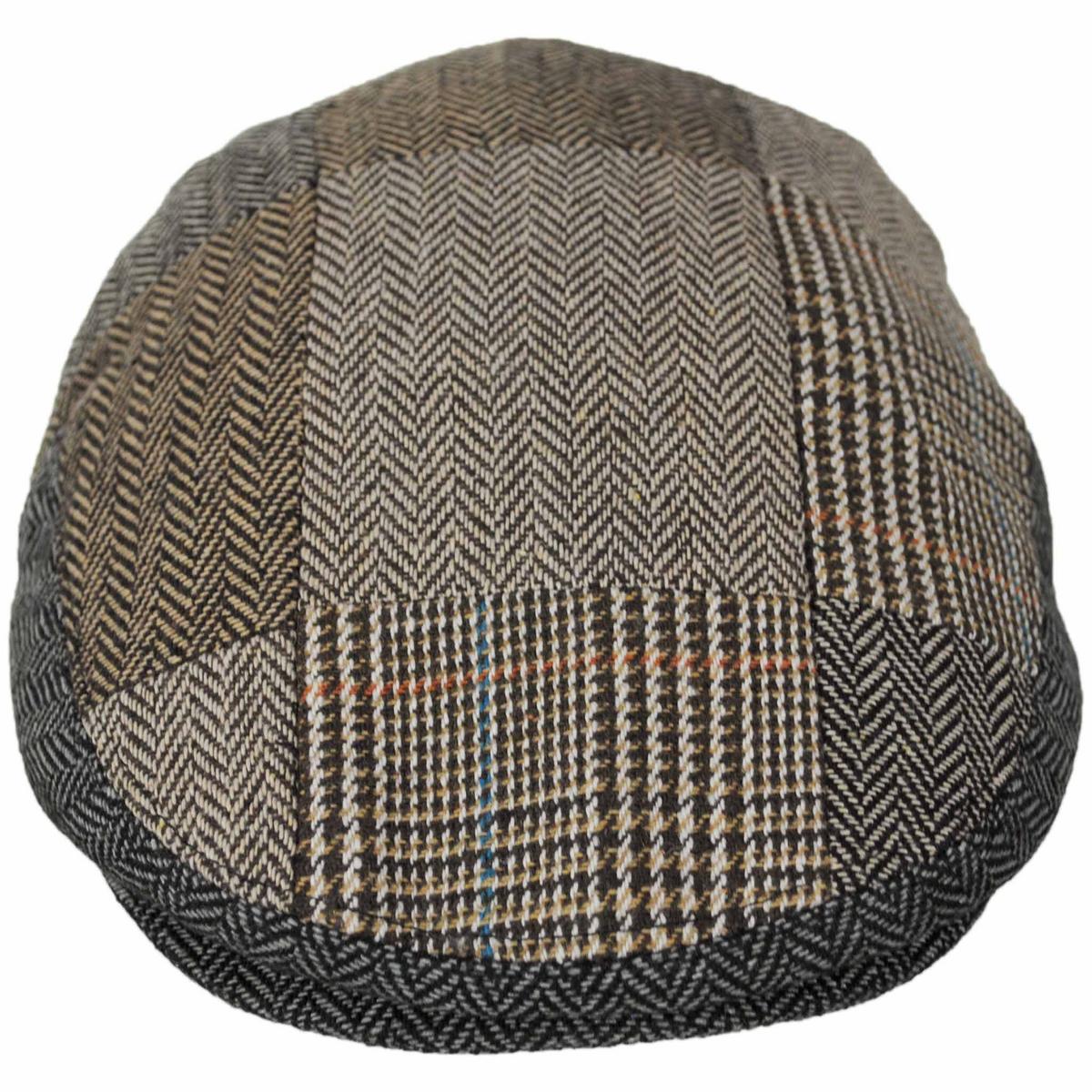 Jaxon Hats | Herringbone Patchwork Wool Blend Ivy Cap | 167734 | front | BROWN/GREY
