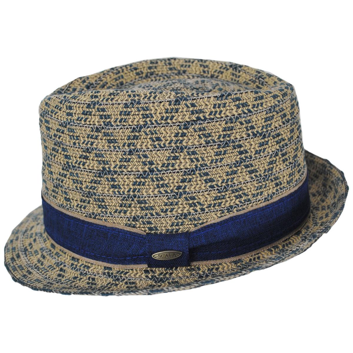 Scala | Zane Poly Cotton Braid Fedora Hat | 126075 | profile | BLUE