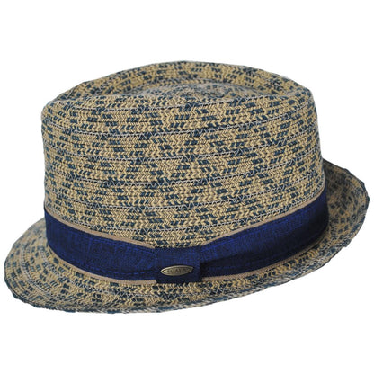 Scala | Zane Poly Cotton Braid Fedora Hat | 126075 | profile | BLUE