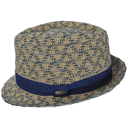 Scala | Zane Poly Cotton Braid Fedora Hat | 126075 | profile | BLUE
