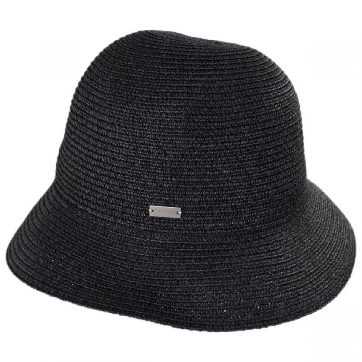 Betmar | Gossamer Toyo Straw Blend Cloche Hat | 101112 | profile | BLACK