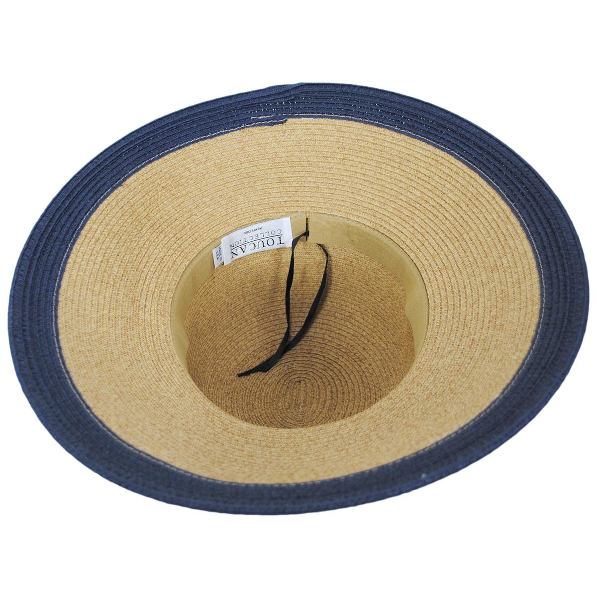 Toucan Collection | Two-Tone Twill Toyo Straw Dress Hat - Made to Order | 121643 | under | NATURAL/BLUE
