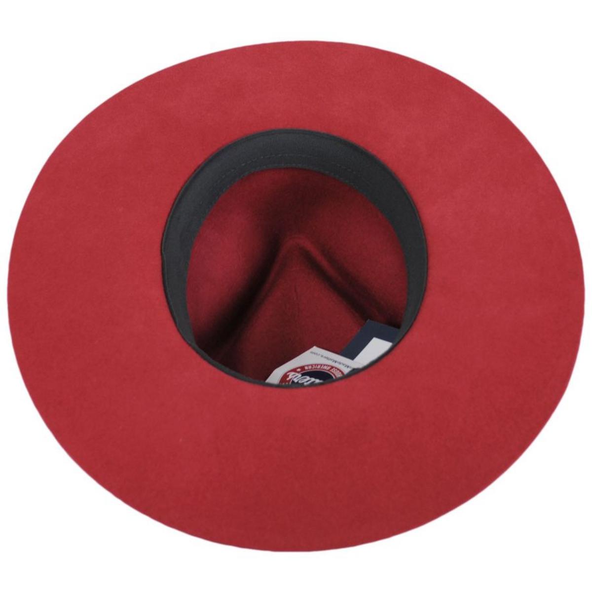 Betmar | Georgia Wide Brim Wool Felt Fedora Hat | 123173 | under | RUSTIC RED