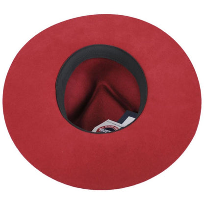 Betmar | Georgia Wide Brim Wool Felt Fedora Hat | 123173 | under | RUSTIC RED