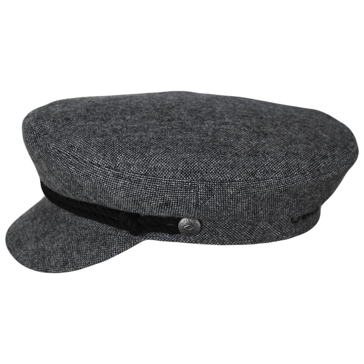 BRIXTON HATS | Wool Blend Tweed Fiddler Cap - Grey/Black | 181303GBT | profile | GREY/BLACK