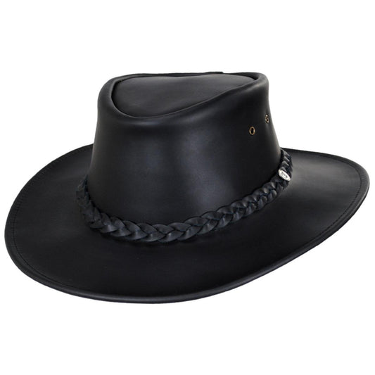 Jaxon Hats | Wholesale Crusher Leather Outback Hat B2B Pre-Pack | B2B147202 | lead | BLACK