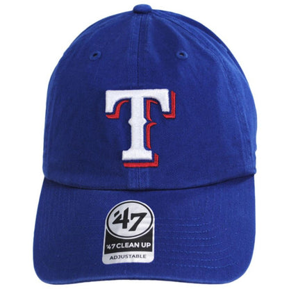 47 Brand | Texas Rangers MLB Clean Up Strapback Baseball Cap Dad Hat | 203441 | front | ROYAL
