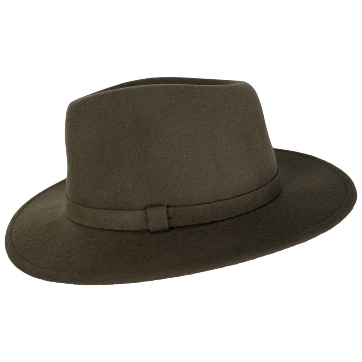 Stefeno Hats | Slope Earflap Wool Felt Fedora Hat | 136064 | profile | TAUPE
