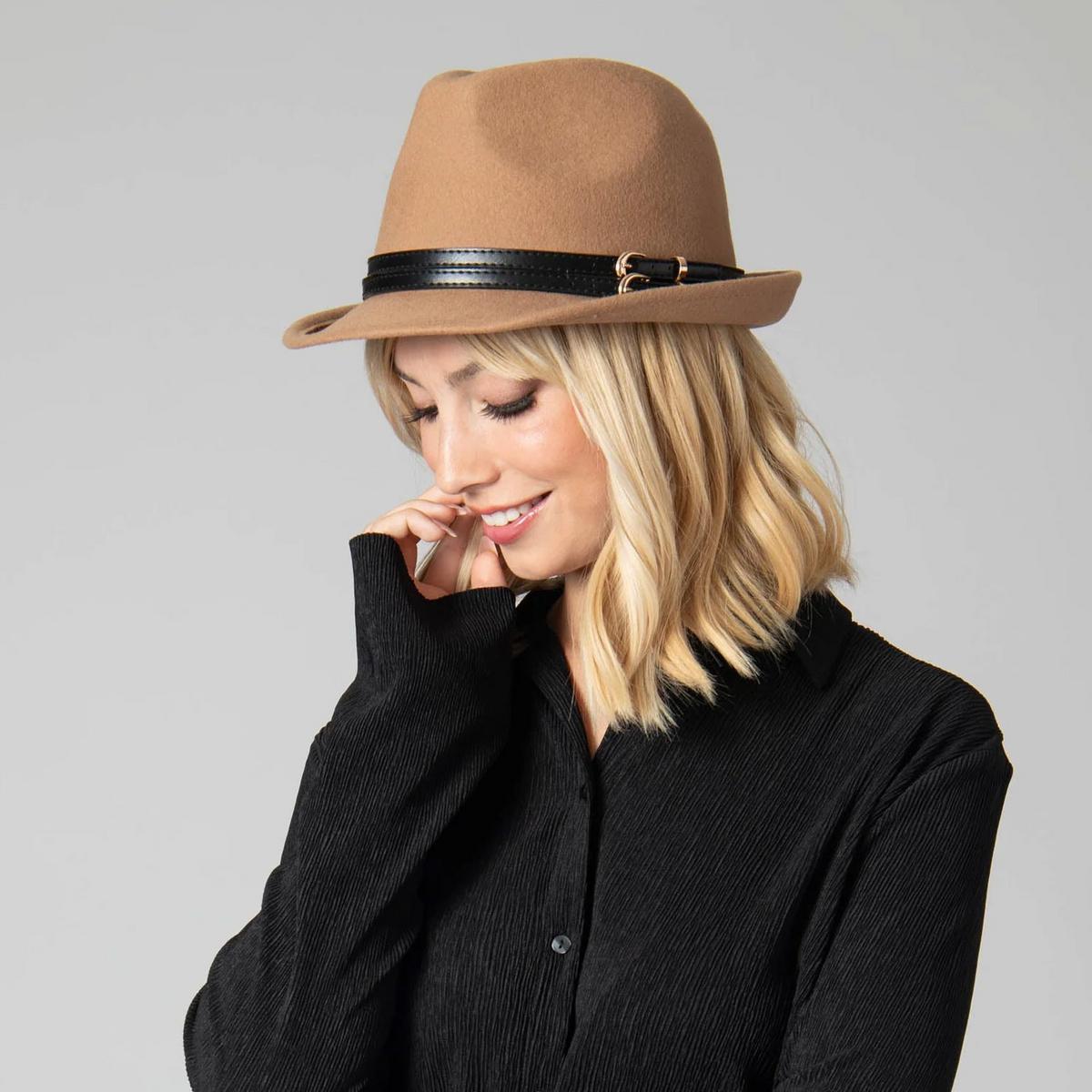 San Diego Hat Company | Indie Wool Felt Fedora Hat | 108942 | lsfone | TAN